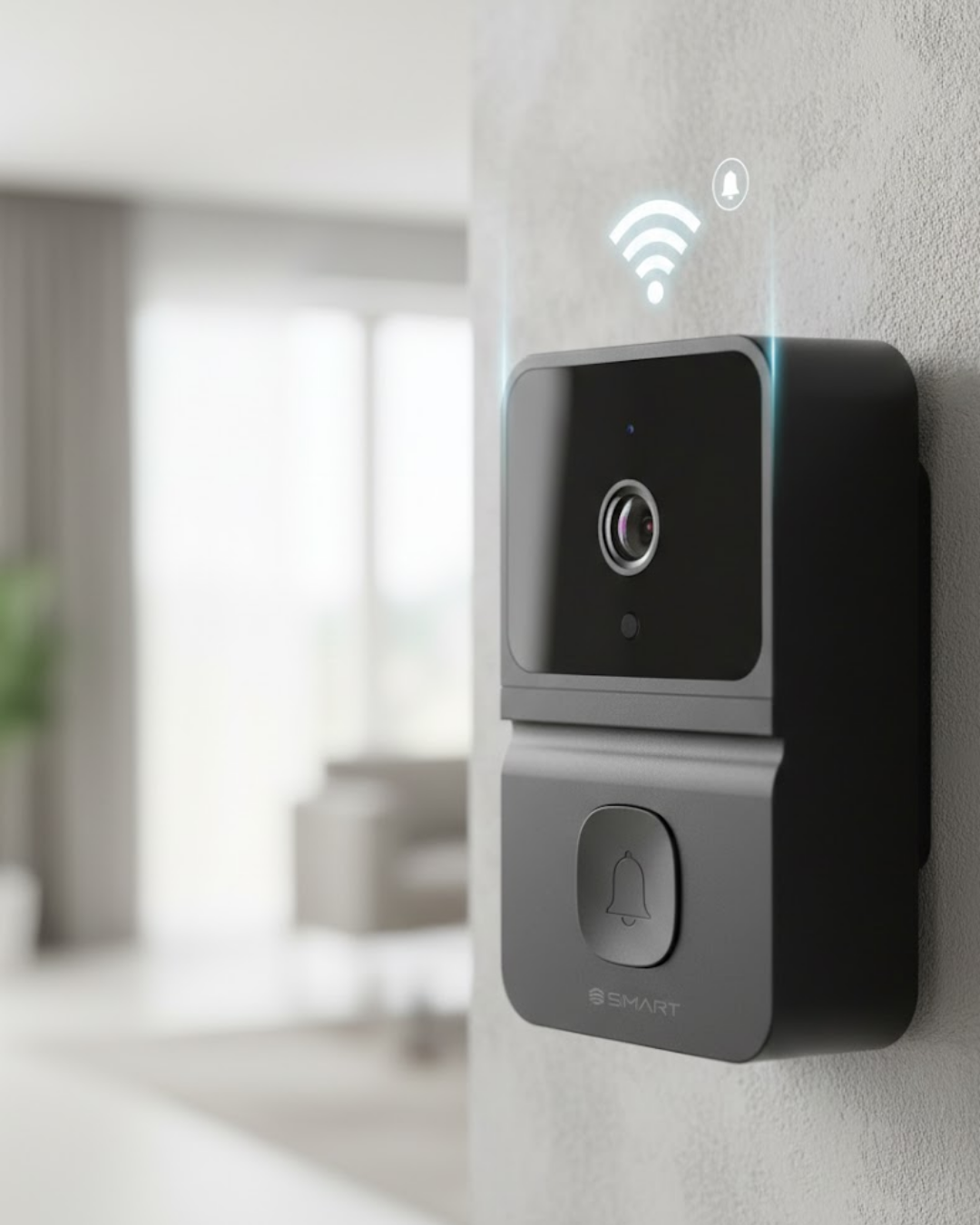 ŞARJLI KAMERALI KAPI ZİLİ SİYAH - Lisinya