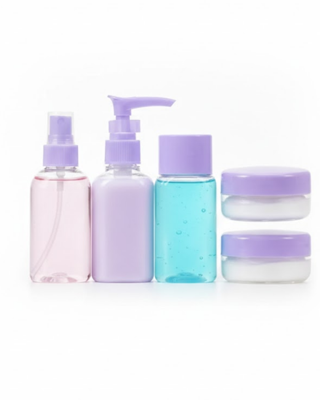 5 Parça Seyahat Banyo Seti 30 ml Şeffaf Taşınabilir Şişe Seti - Lisinya