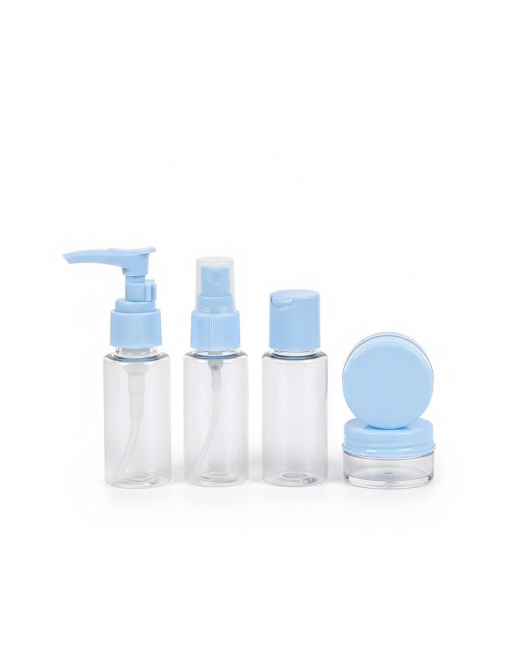 5’li Seyahat Dolum Şişe Seti 30 ml Şeffaf Taşıma Çantalı - Lisinya