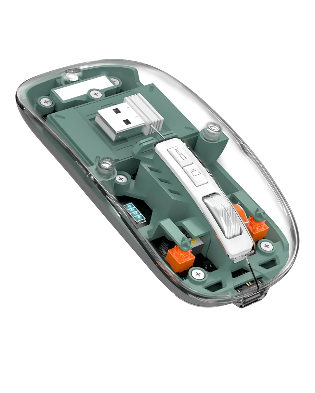 Bluetooth ve 2.4G USB Destekli Pilli Kablosuz Şeffaf Mouse - Lisinya