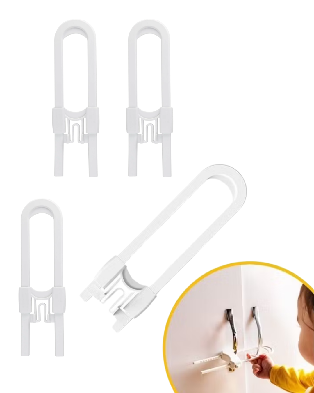 4 Adet Dolap Kapak Kilidi Ev İçi Güvenlik İçin Pratik Koruma Seti - Lisinya