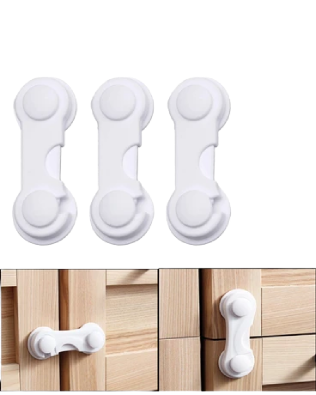 4 Adet Bebek Güvenlik Dolap Kilidi Çift Taraflı Bantlı Kolay Montajlı Emniyet Seti - Lisinya