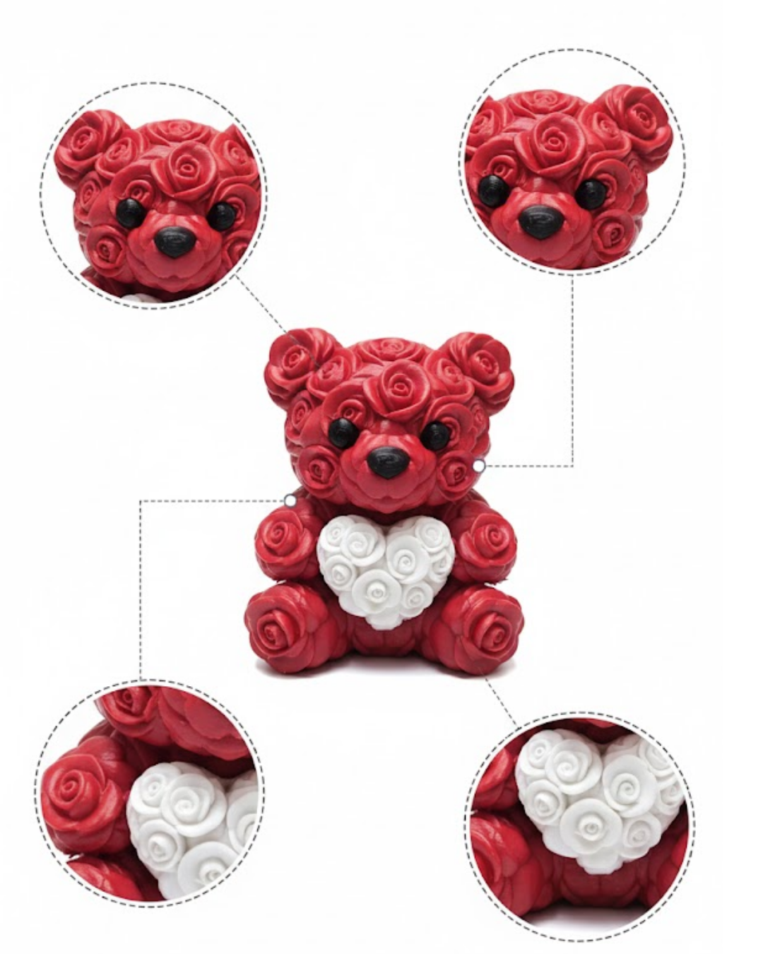 3D Baskı Kalpli Ayıcık 10cm Romantik Masaüstü Dekor - Lisinya 3D Baskı Kalpli Ayıcık 10cm Romantik Masaüstü Dekor - Lisinya