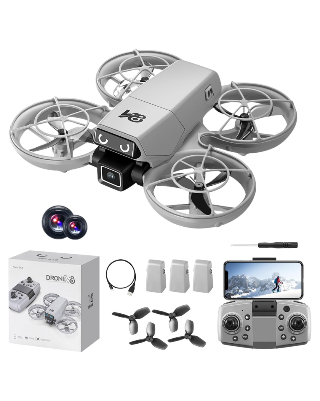 LED Işıklı Mini Drone Kameralı Headless ve APP Destekli - Lisinya