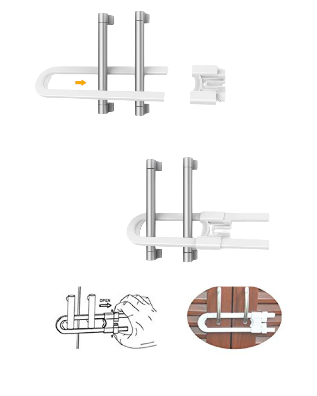 4 Adet Dolap Kapak Kilidi Ev İçi Güvenlik İçin Pratik Koruma Seti - Lisinya