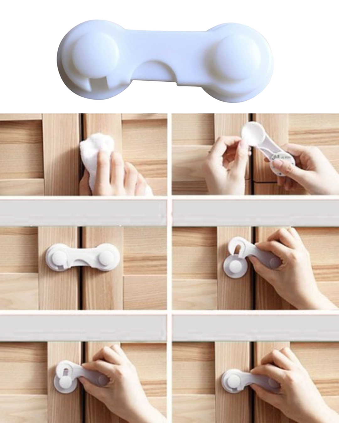 4 Adet Bebek Güvenlik Dolap Kilidi Çift Taraflı Bantlı Kolay Montajlı Emniyet Seti - Lisinya