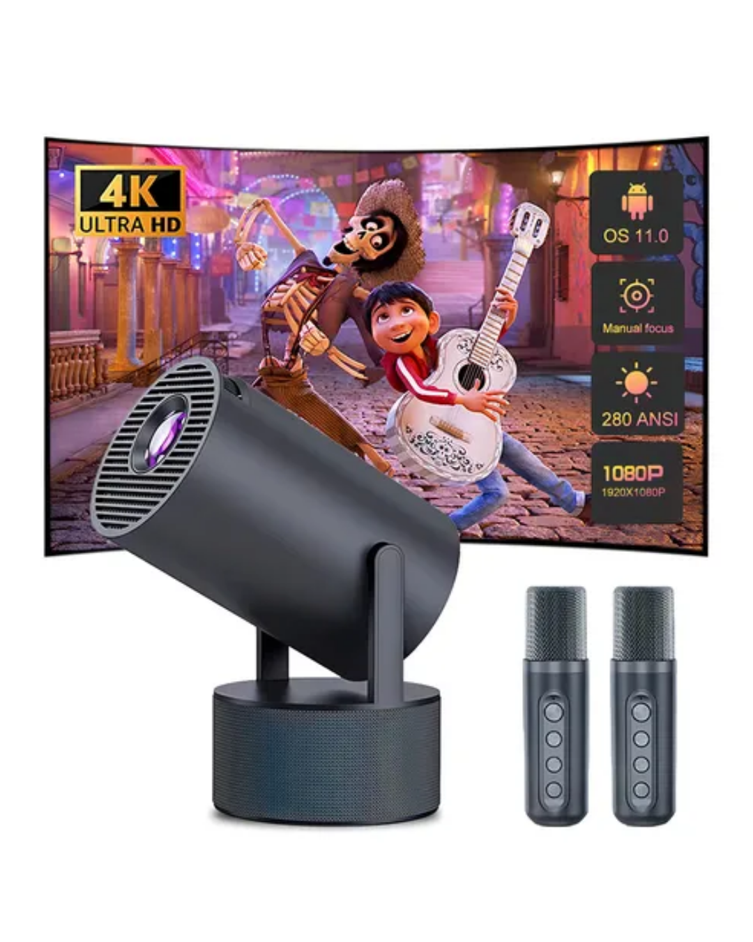 1080P Taşınabilir Projeksiyon WiFi Bluetooth Destekli - Lisinya