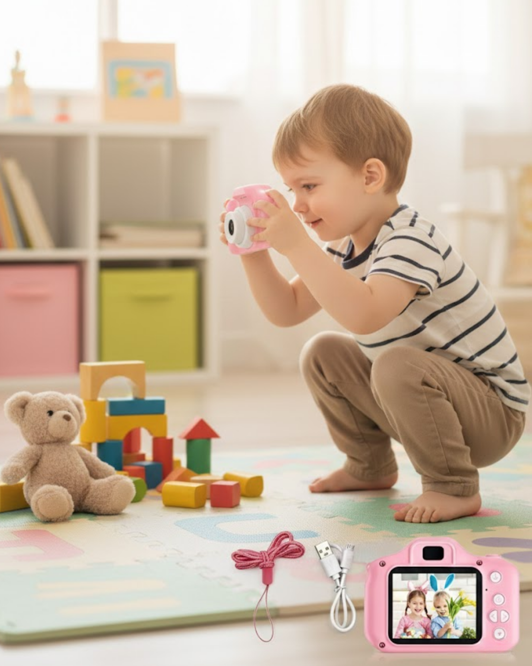 Taşınabilir HD Dijital Kamera Video Kayıt Fotoğraf Çekim USB Bağlantılı Şarjlı - Lisinya