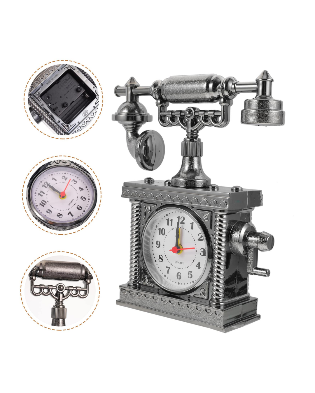 N8808B TELEFON ŞEKLİNDE ÇALAR SAAT GÜMÜŞ - Lisinya