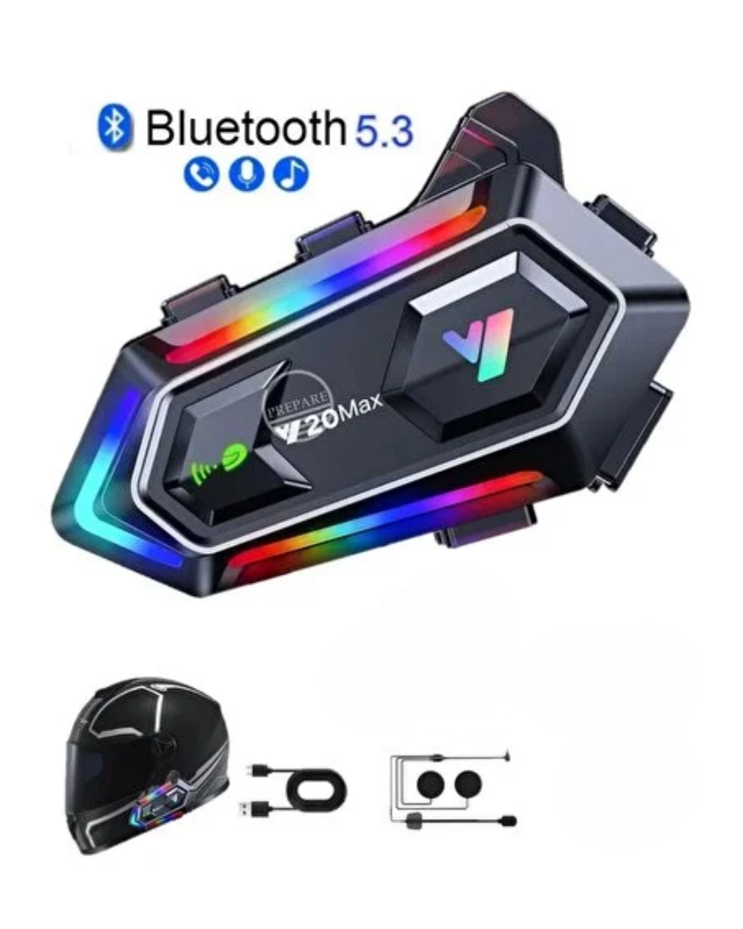 Yeni Nesil Bluetooth 5.3 Motosiklet Intercom RGB Işıklı 1000m Mesafeli - Lisinya