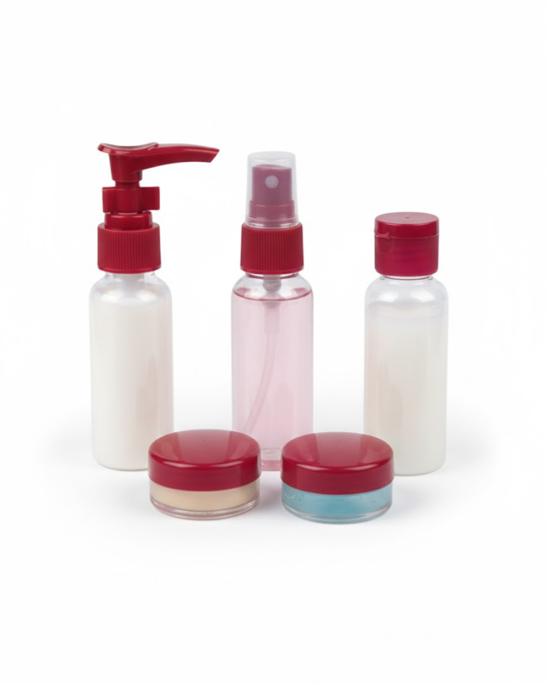 5’li Seyahat Boy Kozmetik Şişe Seti 30 ml Çantalı Organizer - Lisinya 5’li Seyahat Boy Kozmetik Şişe Seti 30 ml Çantalı Organizer - Lisinya
