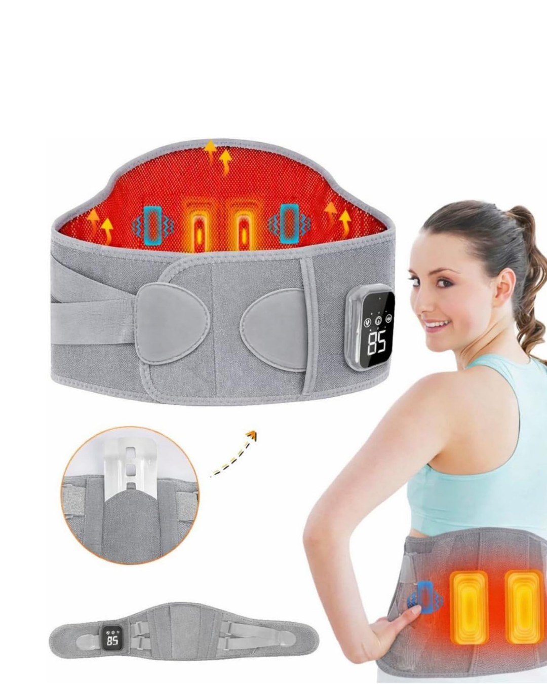 3 Kademe Isıtmalı ve Titreşimli Bel Destek Kemeri Ergonomik Tasarım - Lisinya