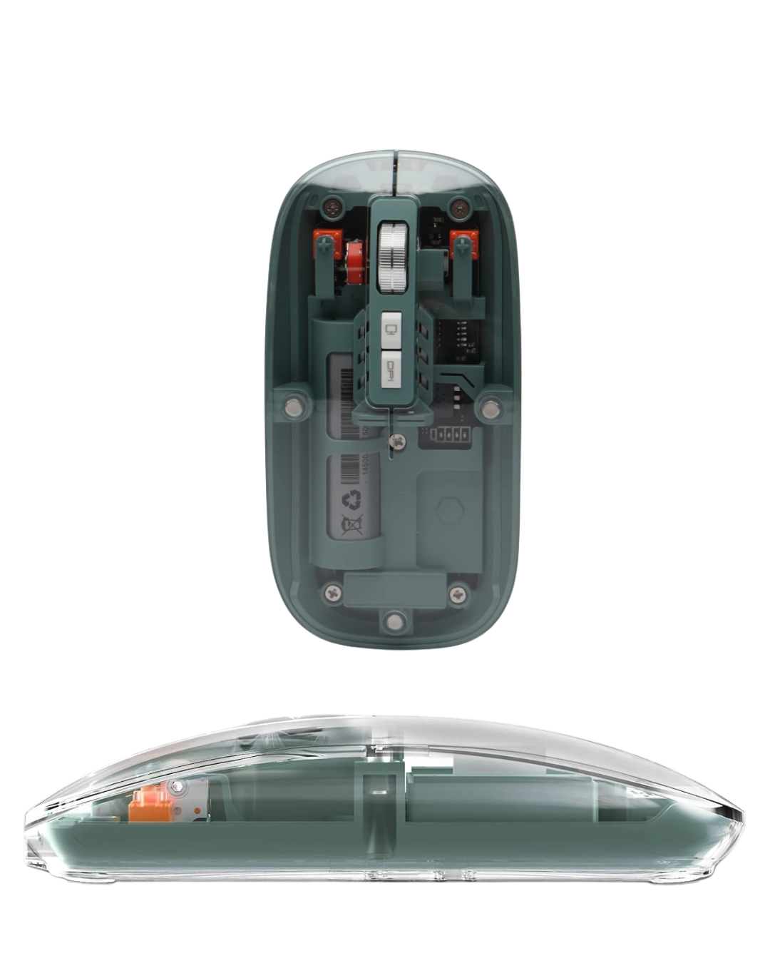 Bluetooth ve 2.4G USB Destekli Pilli Kablosuz Şeffaf Mouse - Lisinya