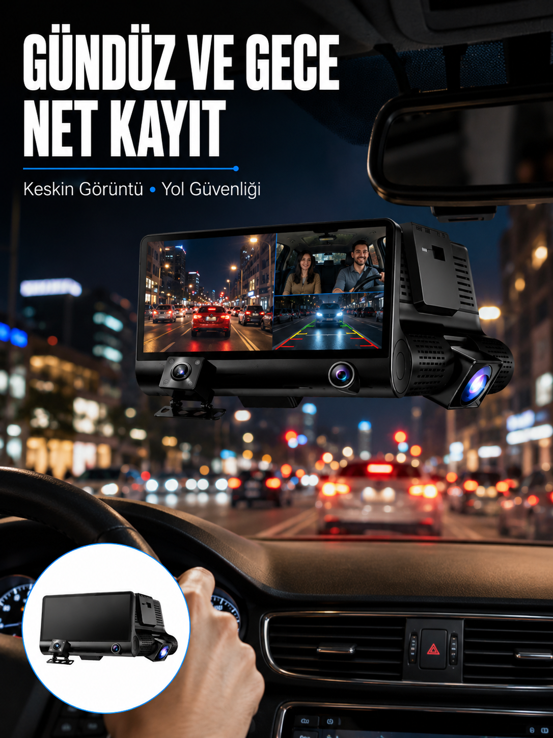 Çift Lens Araç Güvenlik Kamerası G Sensörlü Full HD - Lisinya Çift Lens Araç Güvenlik Kamerası G Sensörlü Full HD - Lisinya
