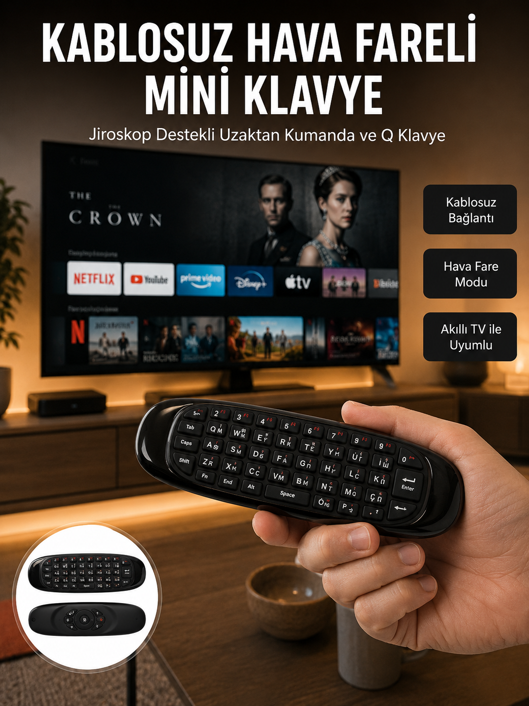 Android TV ve PC Uyumlu Kablosuz Hava Fareli Kumanda - Lisinya Android TV ve PC Uyumlu Kablosuz Hava Fareli Kumanda - Lisinya