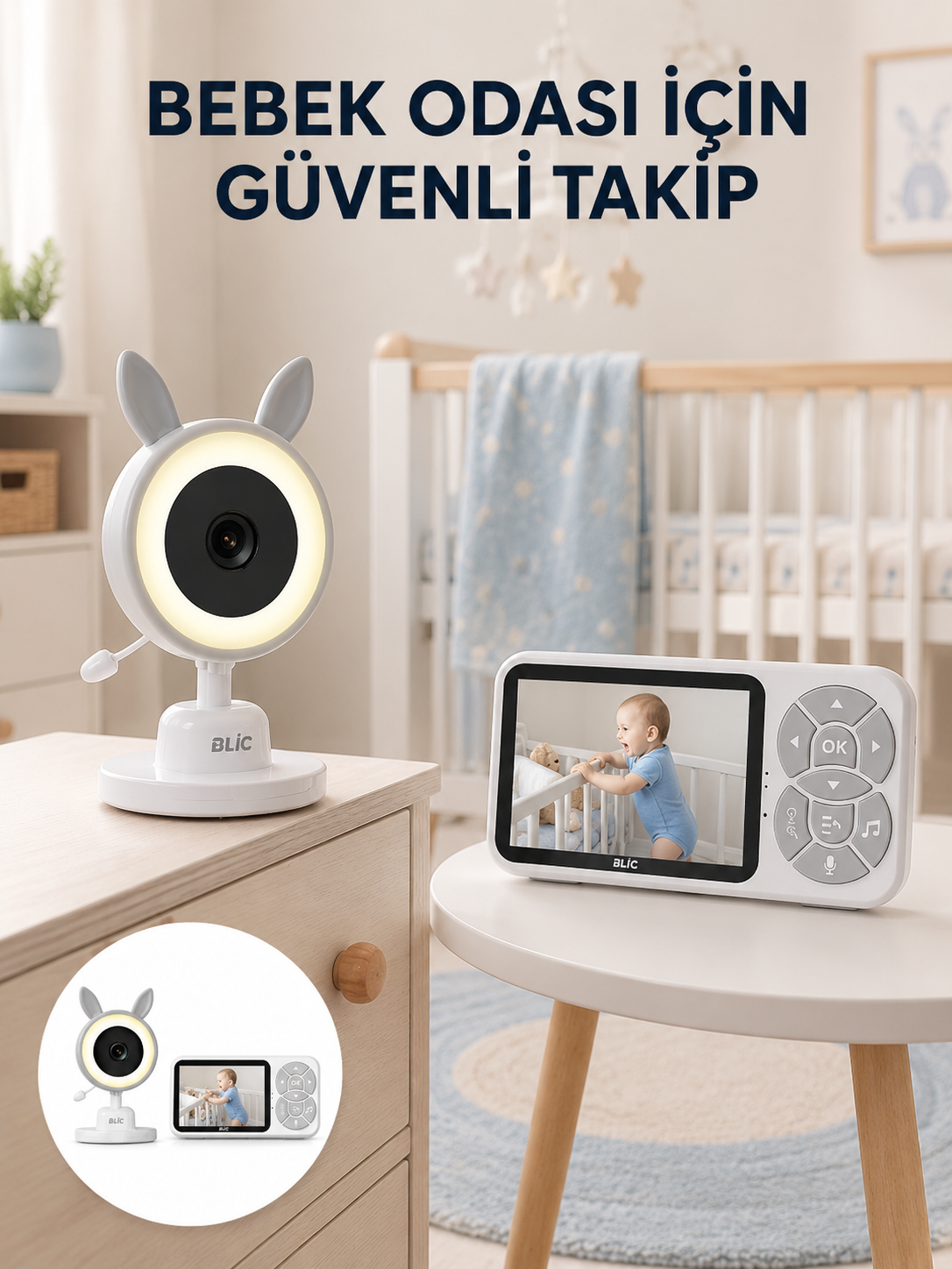 Karşılıklı Sesli Bebek Kamerası 4x Zoom Sıcaklık Sensörlü - Lisinya Karşılıklı Sesli Bebek Kamerası 4x Zoom Sıcaklık Sensörlü - Lisinya