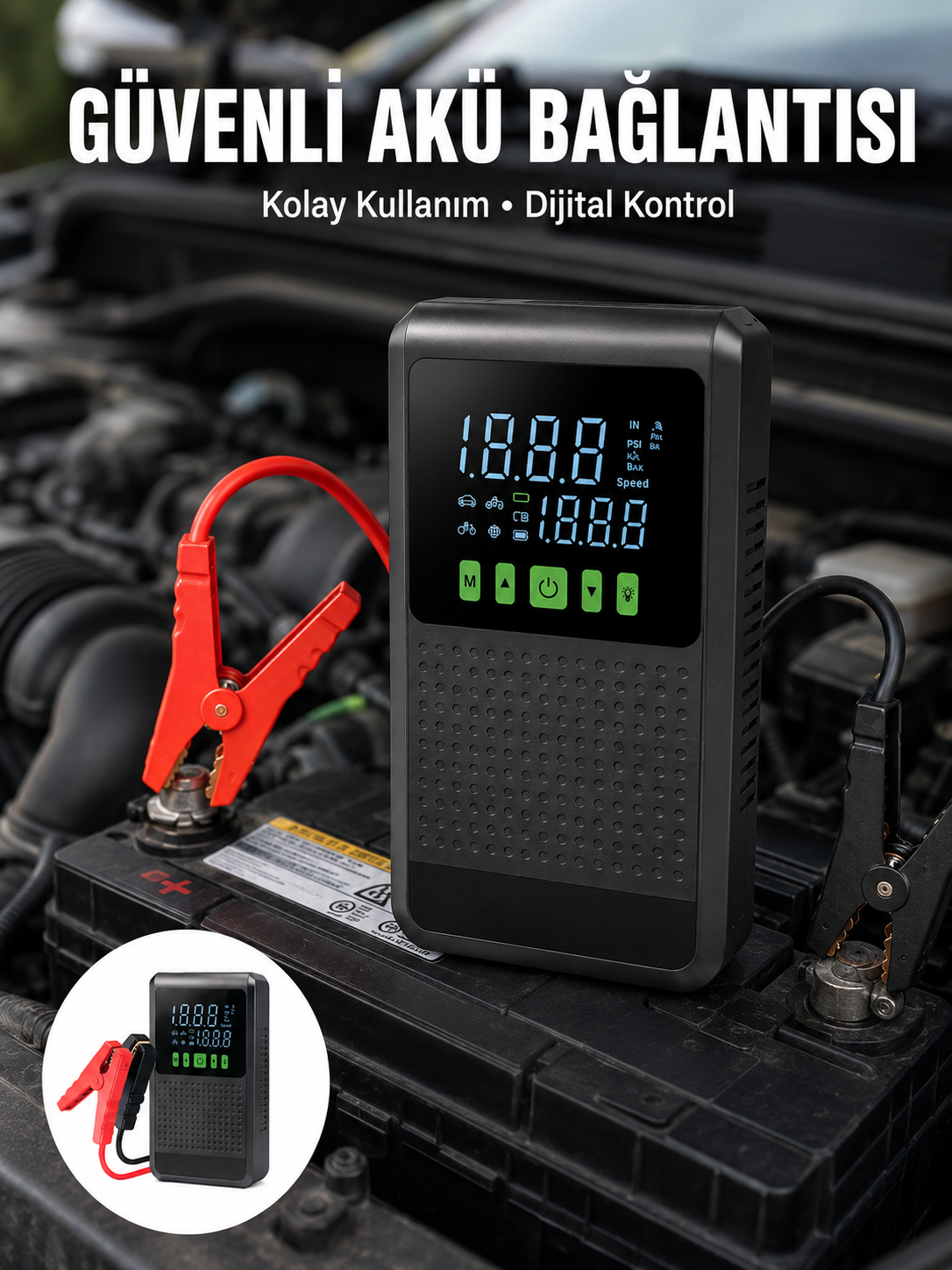 12.000 mAh Şarjlı Araç Akü Takviye ve Işıklı Hava Kompresörü - Lisinya 12.000 mAh Şarjlı Araç Akü Takviye ve Işıklı Hava Kompresörü - Lisinya