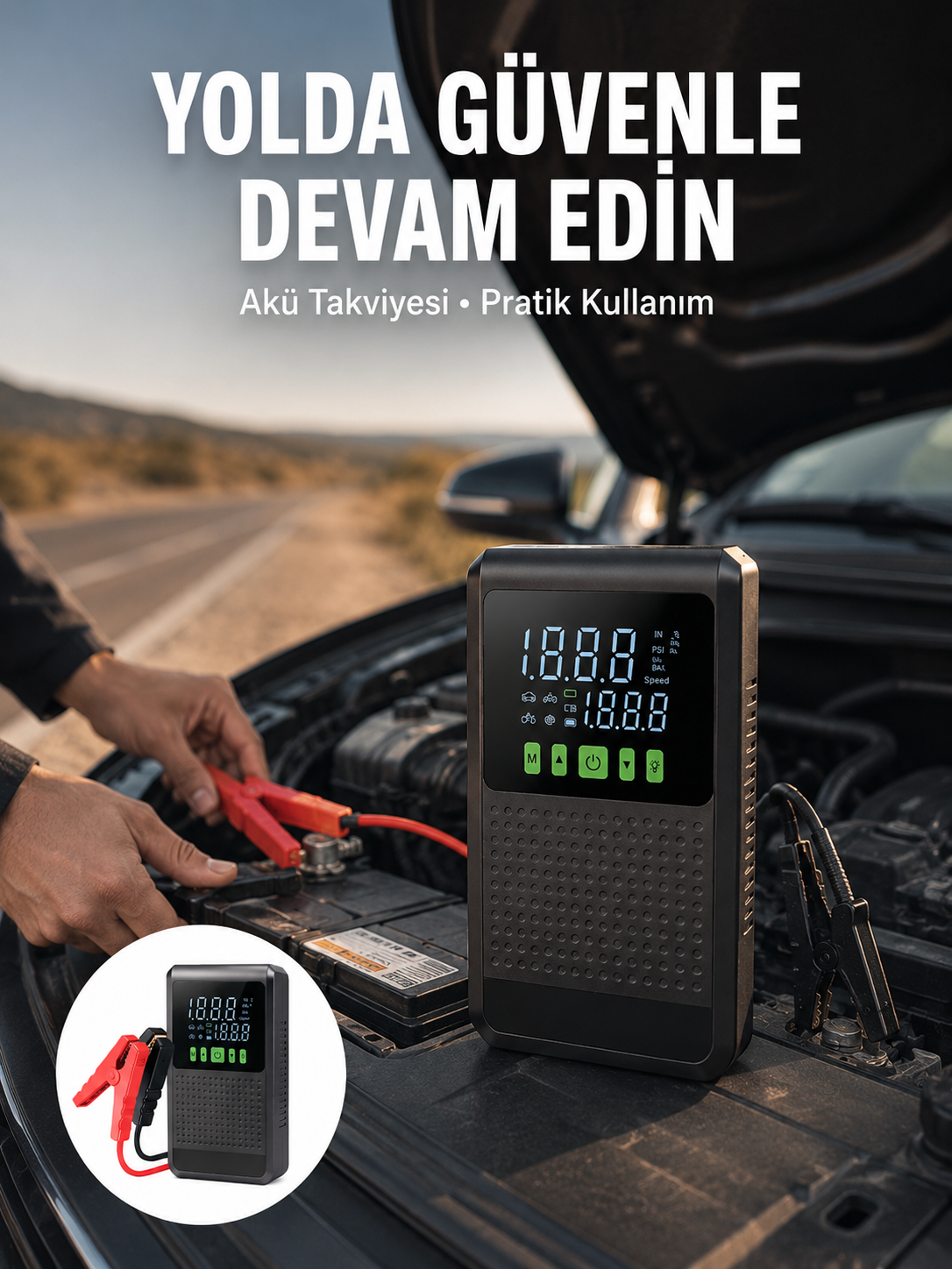 Şarjlı Araç Akü Takviyeli Hava Pompası Powerbank Özellikli - Lisinya Şarjlı Araç Akü Takviyeli Hava Pompası Powerbank Özellikli - Lisinya