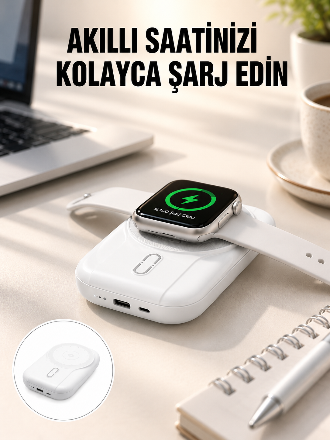 Kablosuz ve Kablolu Şarj Destekli 10000 mAh Taşınabilir Powerbank - Lisinya Kablosuz ve Kablolu Şarj Destekli 10000 mAh Taşınabilir Powerbank - Lisinya