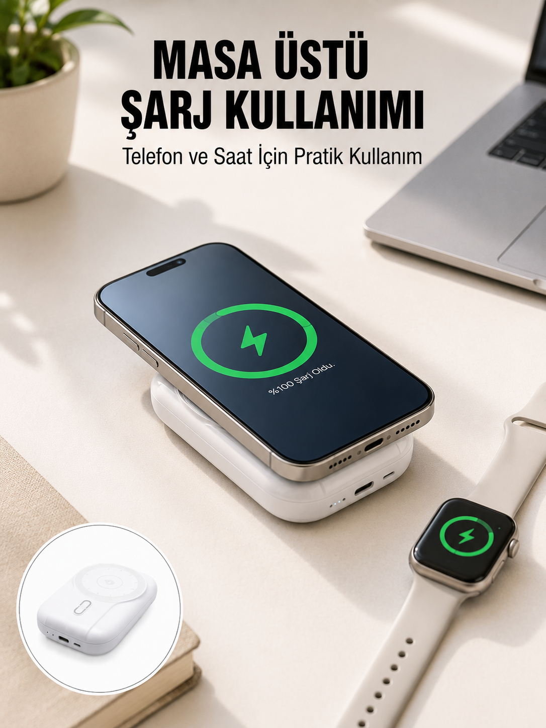 Akıllı Saat ve Telefon Uyumlu 4’ü 1 Arada Powerbank 10000 mAh - Lisinya Akıllı Saat ve Telefon Uyumlu 4’ü 1 Arada Powerbank 10000 mAh - Lisinya