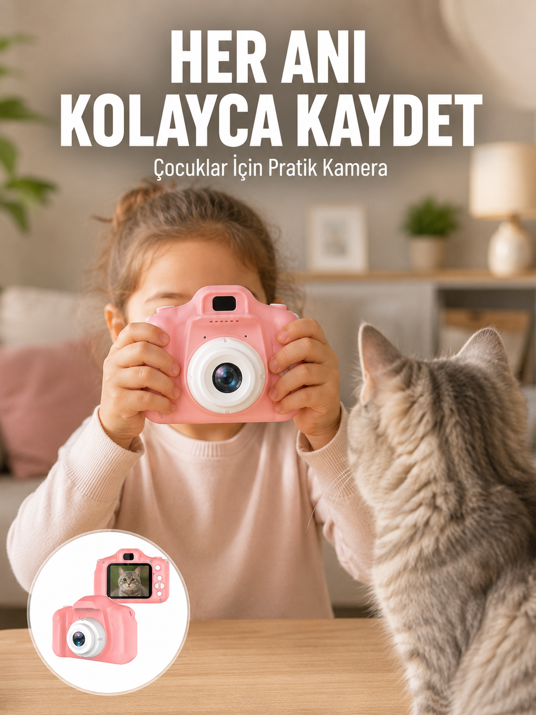HD Video Kayıt Özellikli Mini Dijital Kamera Fotoğraf Çekimli USB Şarjlı - Lisinya