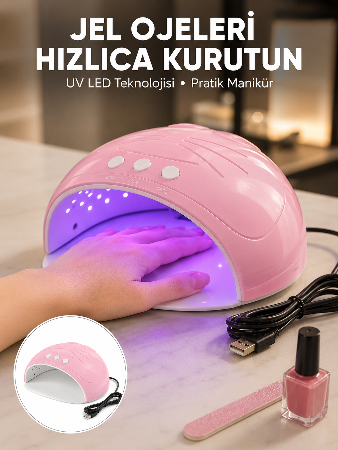 Ultraviyole LED Oje Kurutma Makinesi USB Kablolu - Lisinya Ultraviyole LED Oje Kurutma Makinesi USB Kablolu - Lisinya