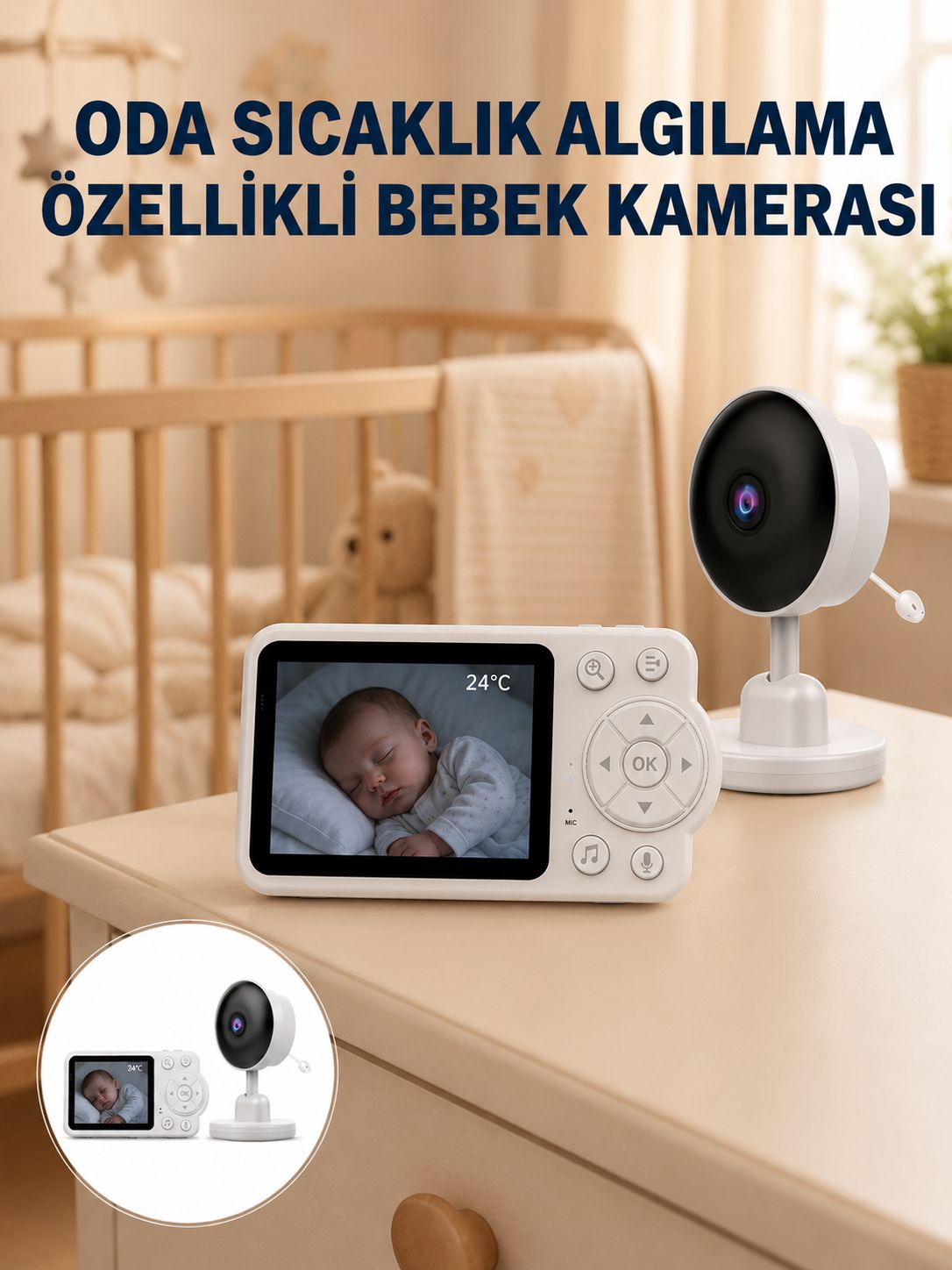 Sıcaklık Sensörlü Güvenli Bebek Kamerası İki Yönlü Ses - Lisinya Sıcaklık Sensörlü Güvenli Bebek Kamerası İki Yönlü Ses - Lisinya