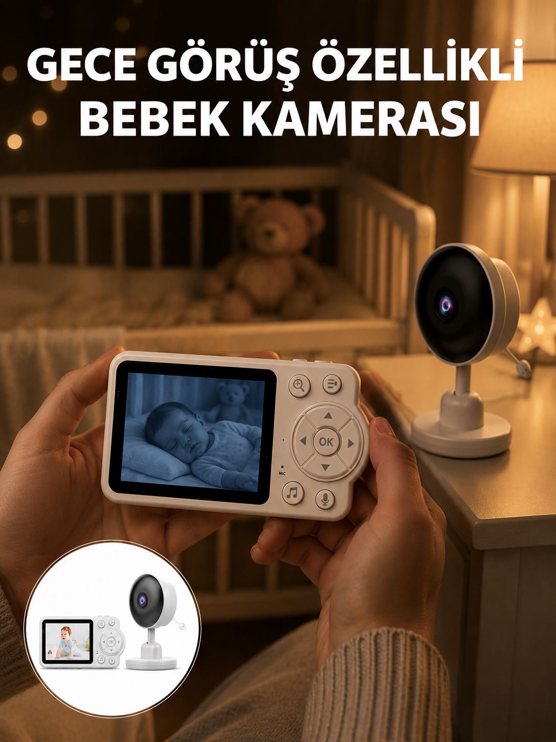 Gece Görüşlü Kablosuz Bebek Monitörü Ağlama ve Hareket Algılama - Lisinya Gece Görüşlü Kablosuz Bebek Monitörü Ağlama ve Hareket Algılama - Lisinya