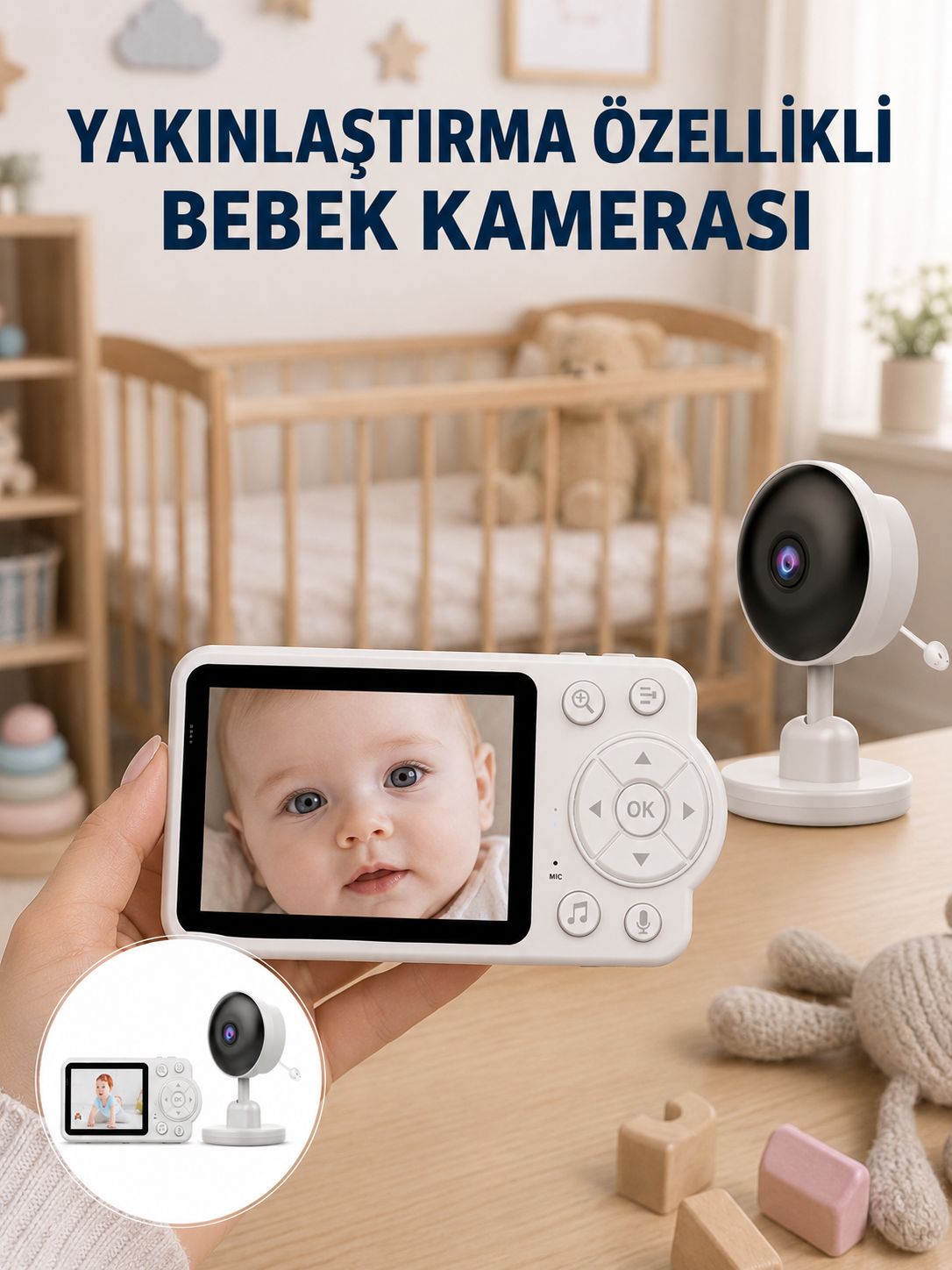 Bebek Monitörü Cry Detection ve HD Gece Görüş Destekli - Lisinya