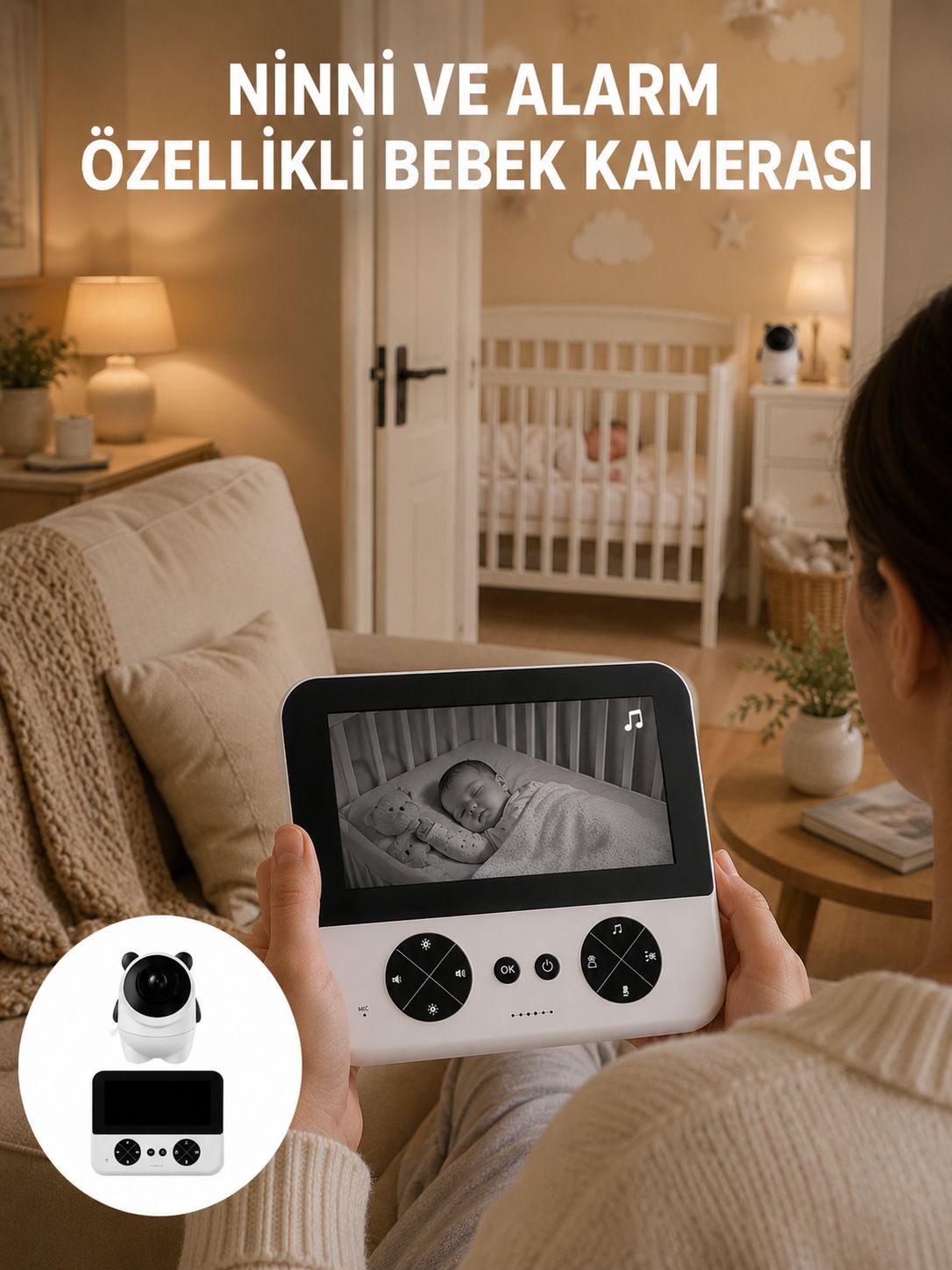Uzaktan Kontrollü HD Bebek Kamerası Zoom ve Sıcaklık Sensörlü - Lisinya Uzaktan Kontrollü HD Bebek Kamerası Zoom ve Sıcaklık Sensörlü - Lisinya