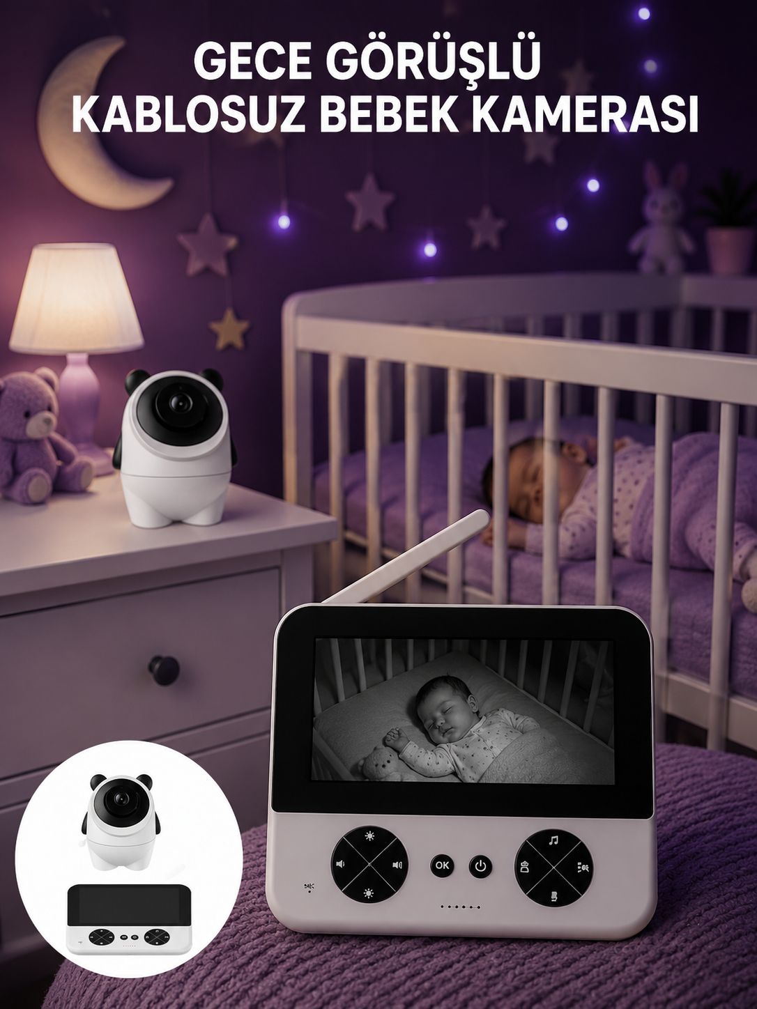 Kablosuz Bebek Kamera Sistemi Ninni ve Alarm Özellikli - Lisinya Kablosuz Bebek Kamera Sistemi Ninni ve Alarm Özellikli - Lisinya