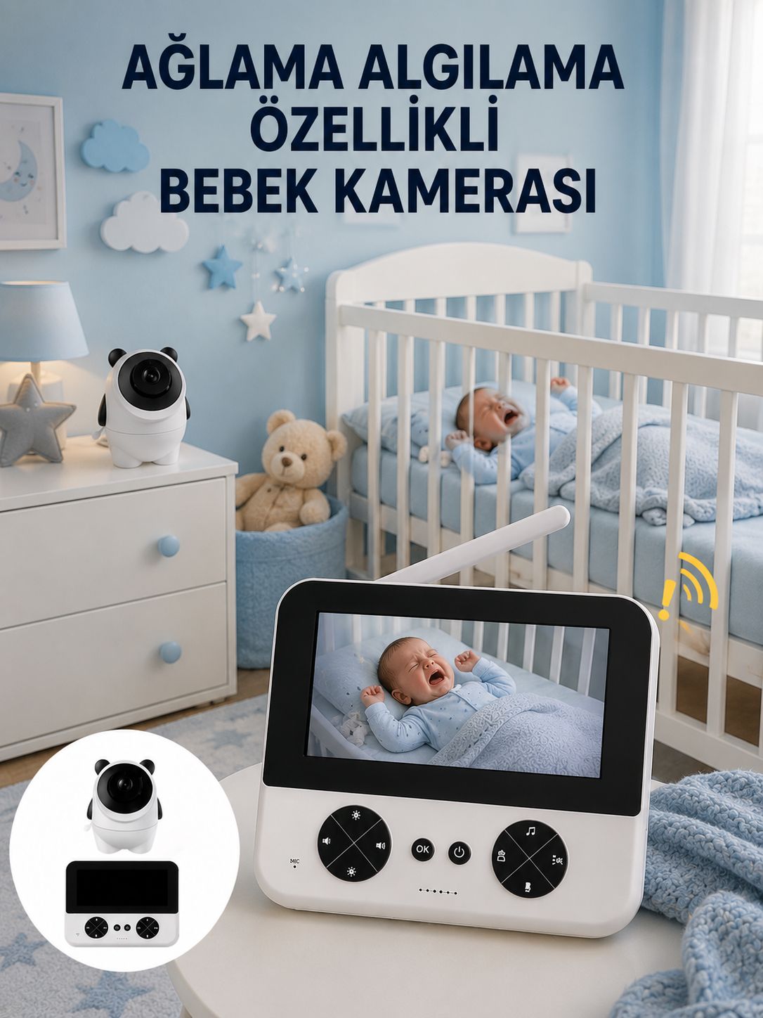 Gece Görüşlü Güvenli Bebek Monitörü 720P HD Görüntü - Lisinya Gece Görüşlü Güvenli Bebek Monitörü 720P HD Görüntü - Lisinya