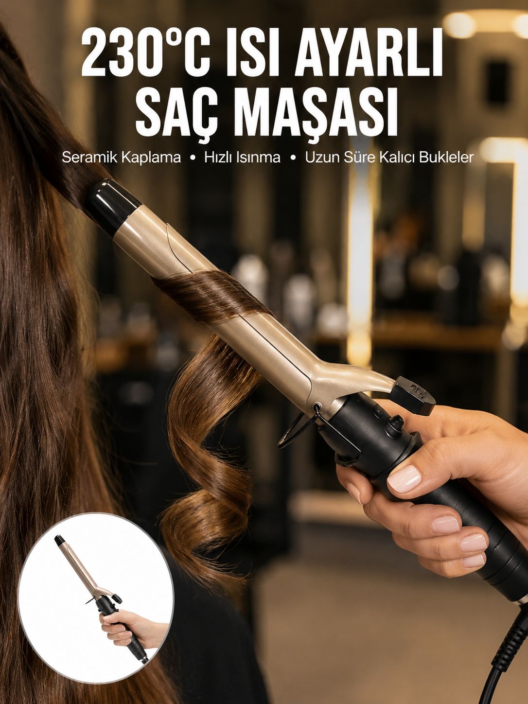 230 Derece Isı Ayarlı Seramik Saç Maşası 25 mm - Lisinya 230 Derece Isı Ayarlı Seramik Saç Maşası 25 mm - Lisinya