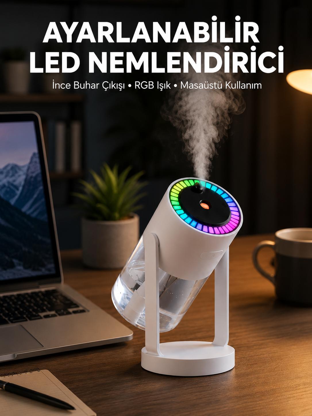 RGB Işıklı Hava Nemlendirici Ultrasonik Teknoloji ve Portatif Tasarım - Lisinya RGB Işıklı Hava Nemlendirici Ultrasonik Teknoloji ve Portatif Tasarım - Lisinya
