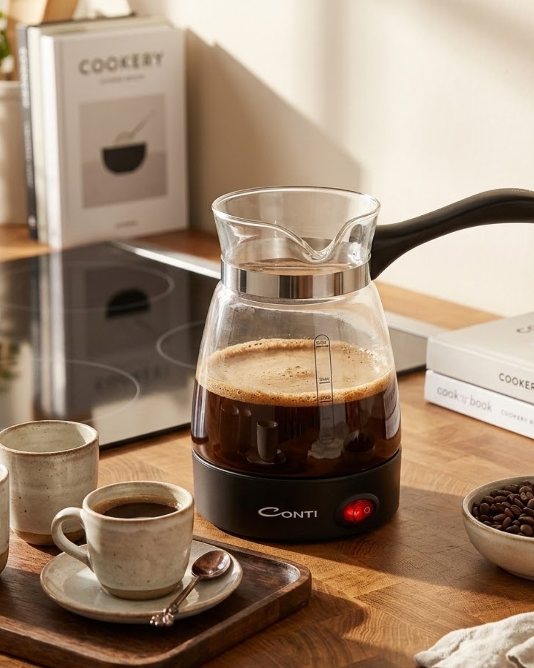 Cam Kahve Makinesi 650W 0.5 Litre 5 Fincan Kapasiteli Elektrikli Türk Kahvesi Makinesi - Lisinya