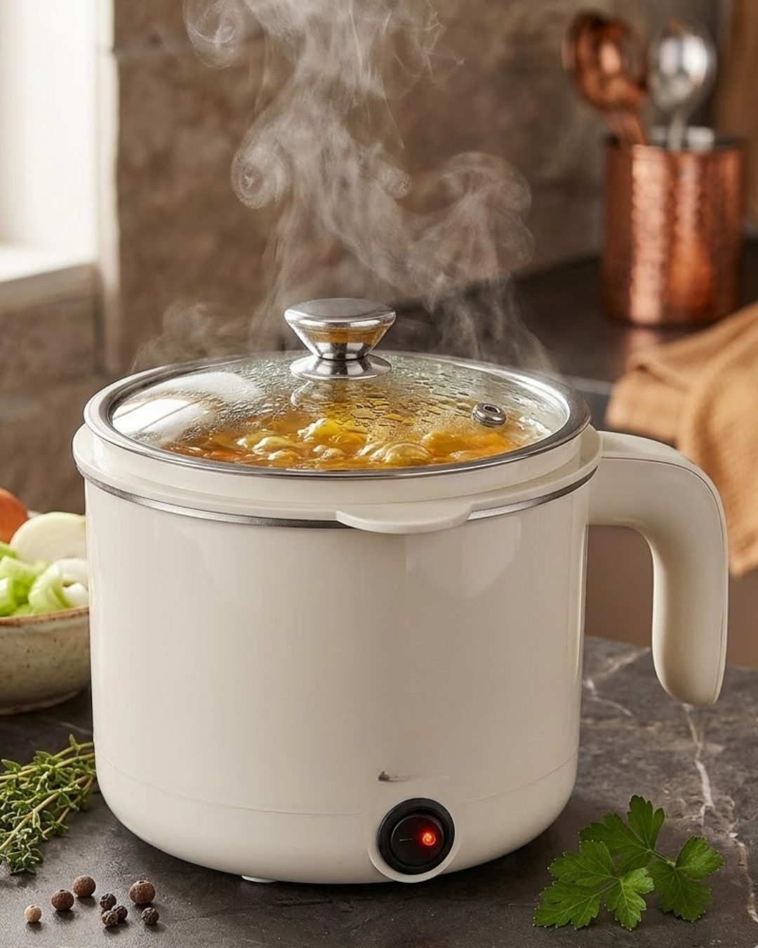 Çok Amaçlı Elektrikli Pişirici 1 Litre Mini Elektrikli Tencere Buharda Pişirme Özellikli - Lisinya