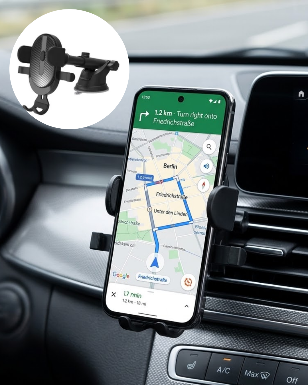 Araç Havalandırma Telefon Tutucu 360 Derece Döner Otomatik Kilitli Stand - Lisinya