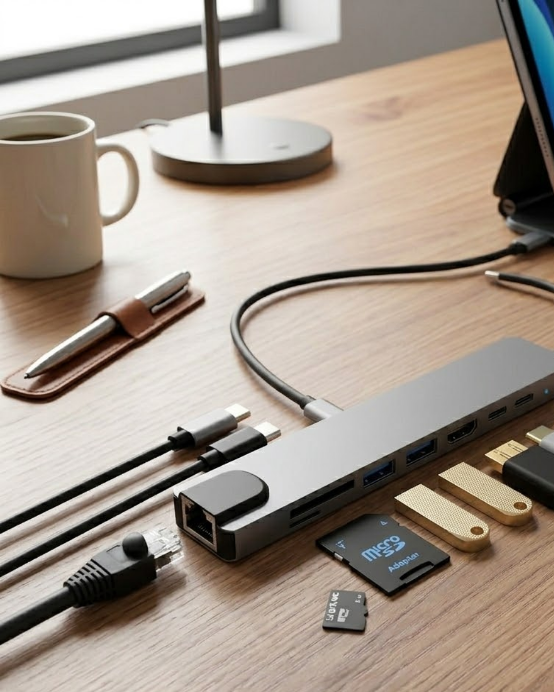 Type C Çoklu Port Hub 8 Port USB HDMI SD Kart Ethernet Adaptör - Lisinya