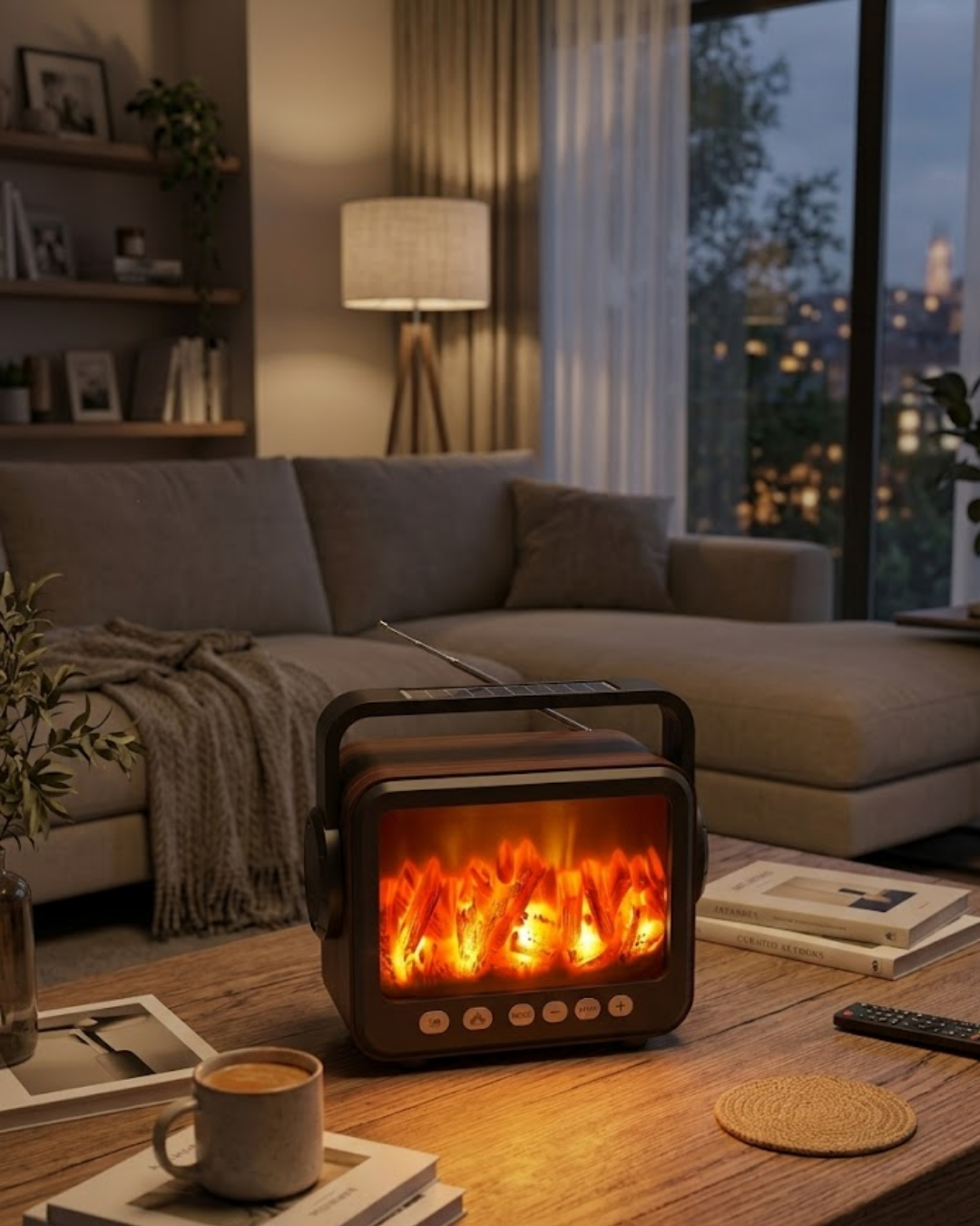 Şömine Efektli Bluetooth Hoparlör FM Radyo USB TF Kart Destekli Kablosuz Müzik Çalar - Lisinya