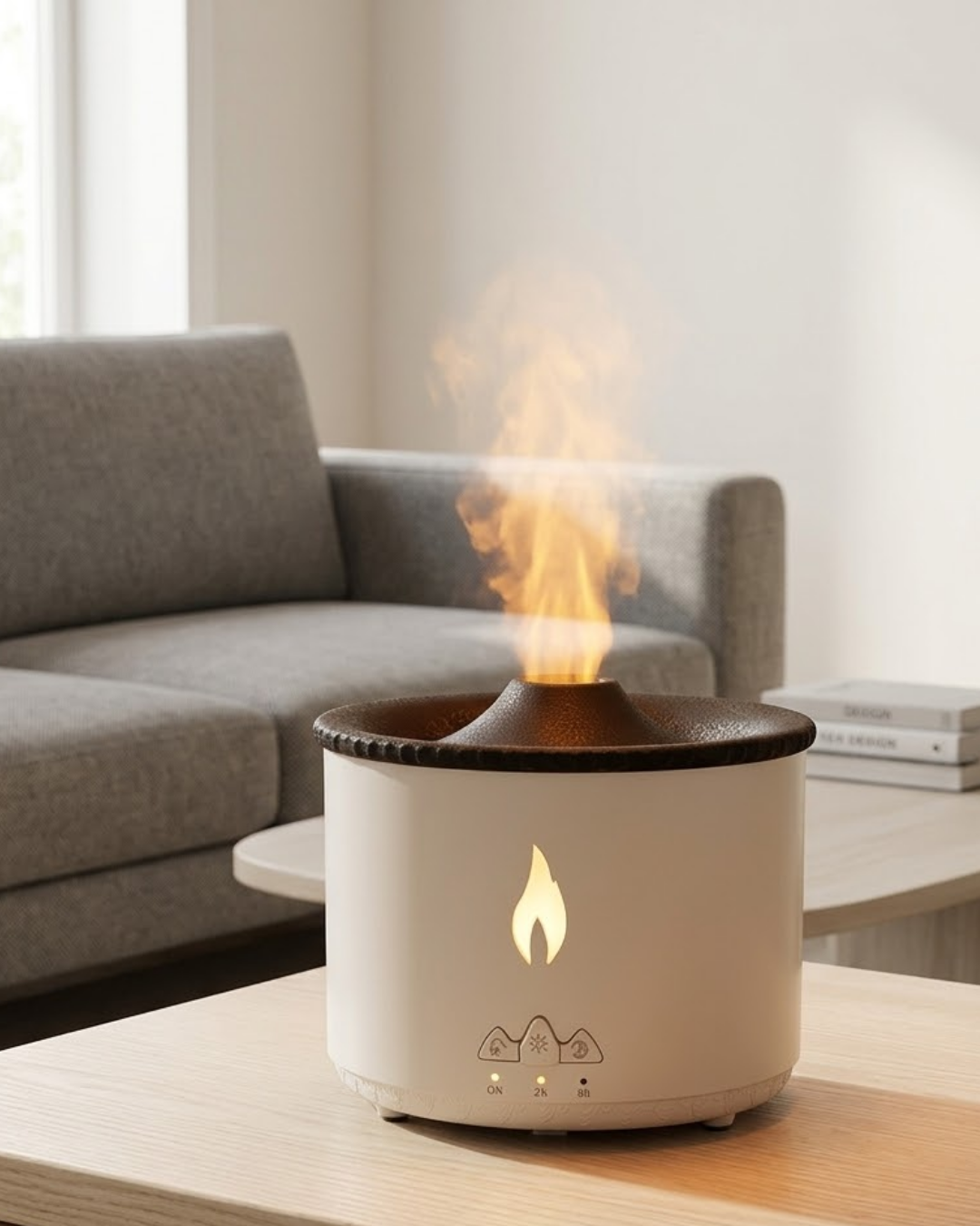 Ultrasonik Aromaterapi Difüzörü Alev Efektli Ortam Nemlendirici Zamanlayıcılı Sessiz Çalışma - Lisinya