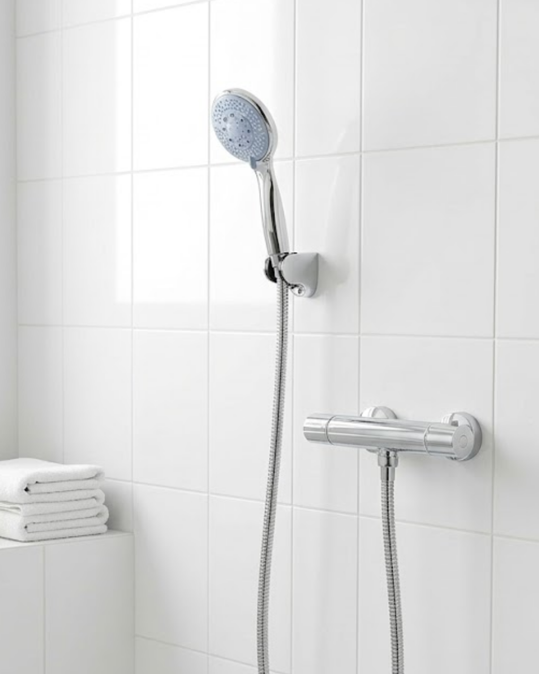 4 Kademeli Mavi Duş Seti El Duşu Başlığı Spiral Hortum ve Duvar Askısı - Lisinya