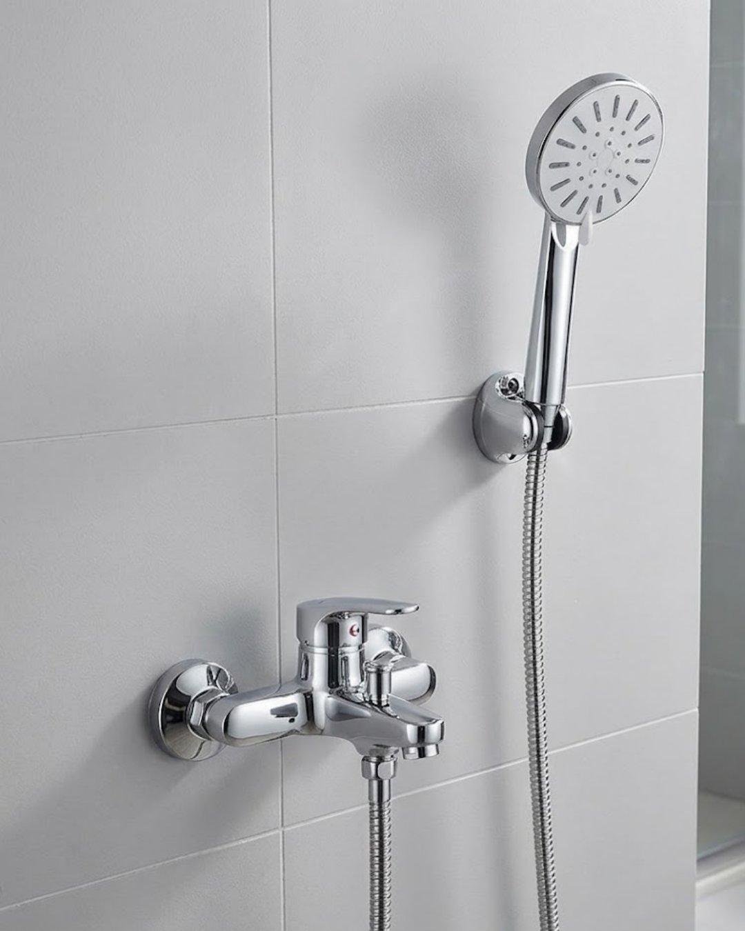 4 Kademeli Krem Duş Seti El Duşu Başlığı Spiral Hortum ve Duvar Askısı - Lisinya