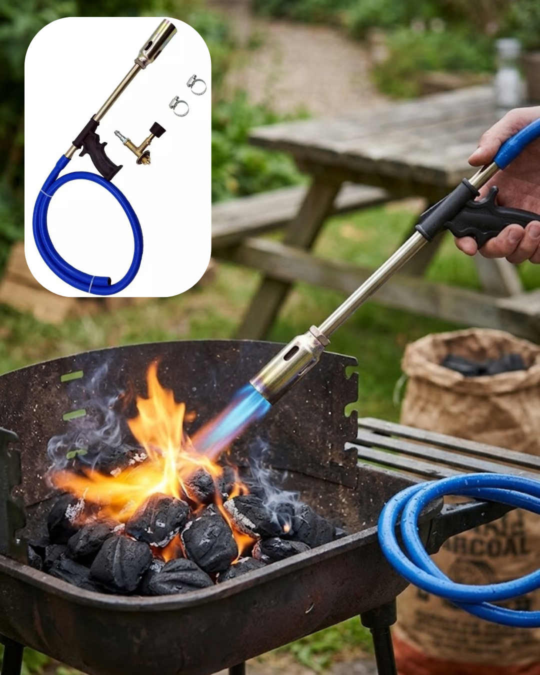 LPG Pürmüz Alev Tabancası Hortumlu Ayarlanabilir Gazlı Alev Yakıcı Kamp ve Mangal Başlatıcı - Lisinya