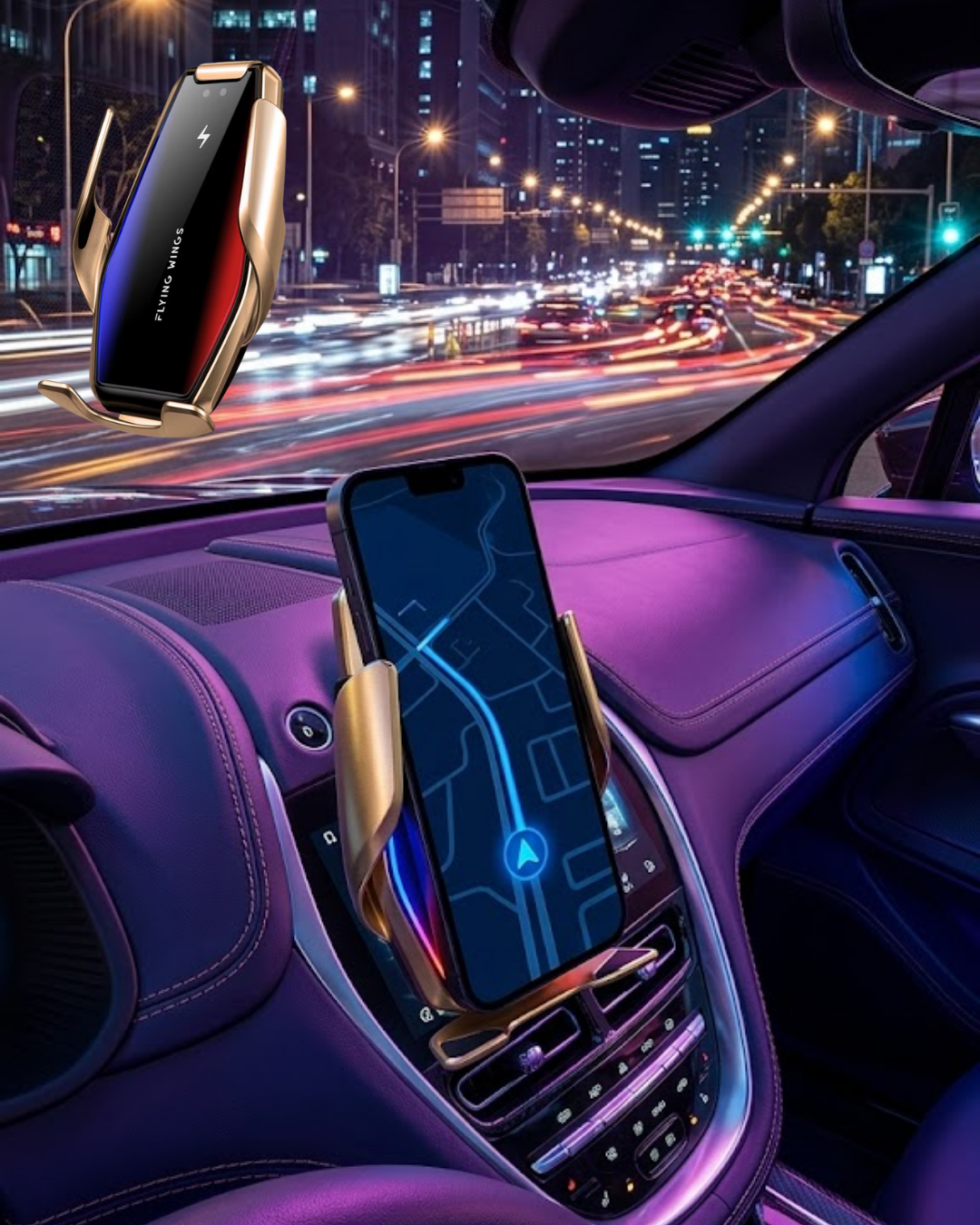 Otomatik Sensörlü Araç Telefon Tutucu Kablosuz Şarj Özellikli 360 Derece Döner - Lisinya