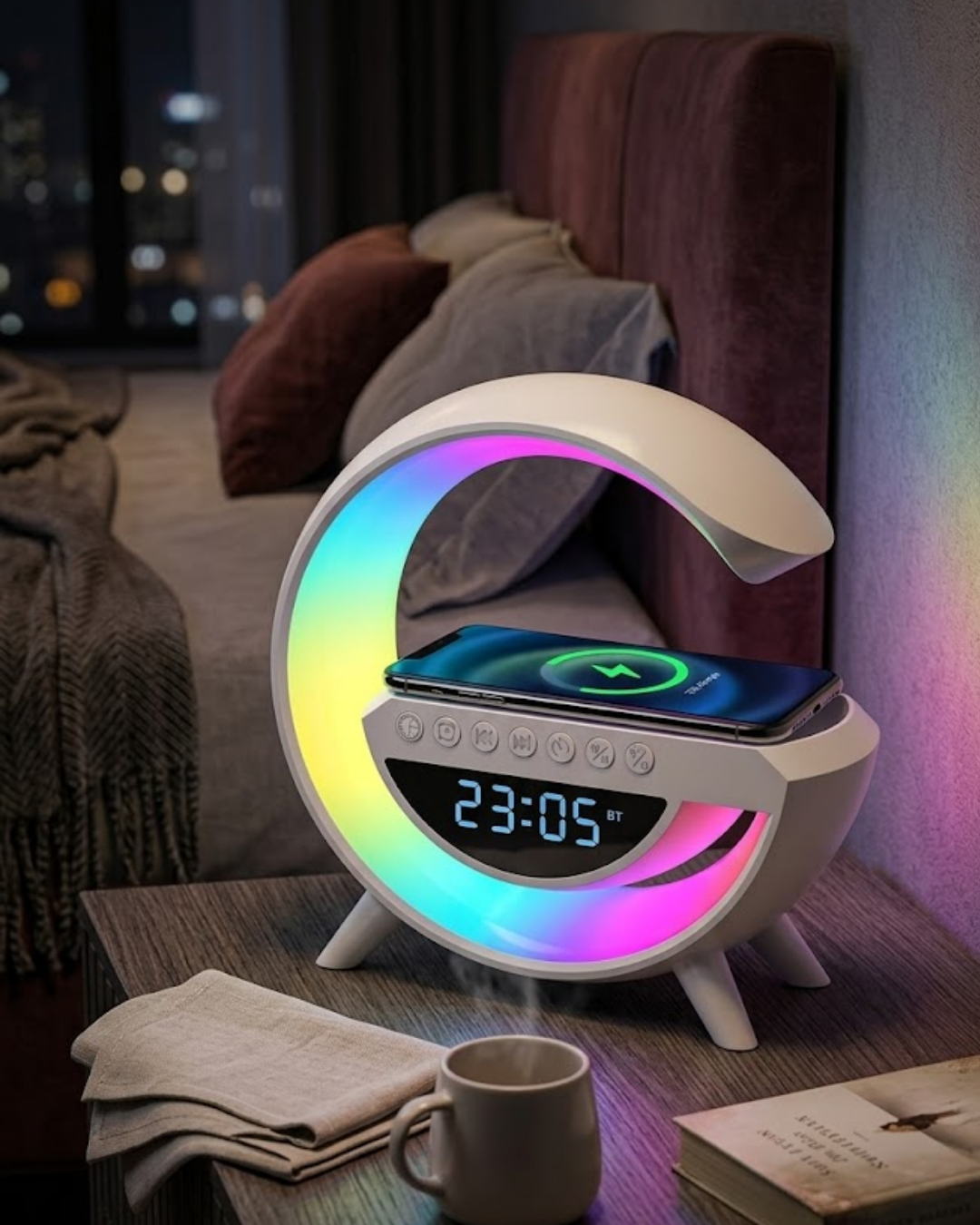 RGB Işıklı Kablosuz Şarjlı Bluetooth Hoparlör Saat ve Alarm Özellikli - Lisinya RGB Işıklı Kablosuz Şarjlı Bluetooth Hoparlör Saat ve Alarm Özellikli - Lisinya