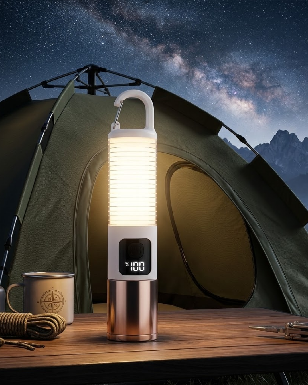 USB Şarjlı Kamp Feneri Çift Işık Kaynağı 500 Lümen Güç Ekranlı Taşınabilir LED Aydınlatma - Lisinya USB Şarjlı Kamp Feneri Çift Işık Kaynağı 500 Lümen Güç Ekranlı Taşınabilir LED Aydınlatma - Lisinya