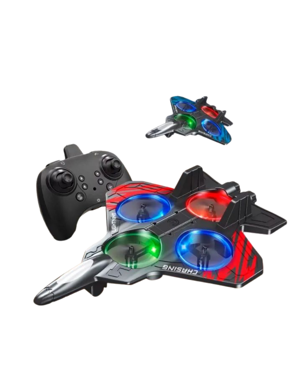 LED Işıklı Uzaktan Kumandalı Drone Fighter Jet Tasarımlı 360 Derece Dönebilen Oyuncak Uçak - Lisinya