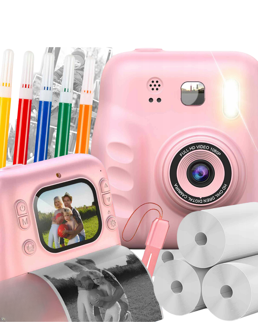 Çocuklar İçin Anında Baskılı Kamera 4 Rulo Kağıt ve 5 Renk Kalem Hediyeli - Lisinya Çocuklar İçin Anında Baskılı Kamera 4 Rulo Kağıt ve 5 Renk Kalem Hediyeli - Lisinya