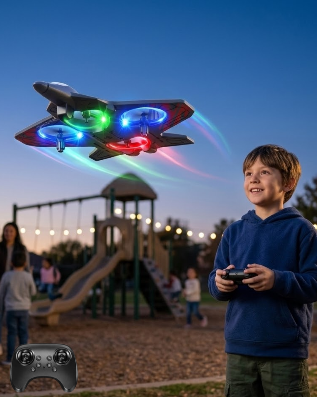 Uzaktan Kumandalı LED Işıklı Drone Uçak 360 Derece Dönüş Özellikli Oyuncak Drone - Lisinya