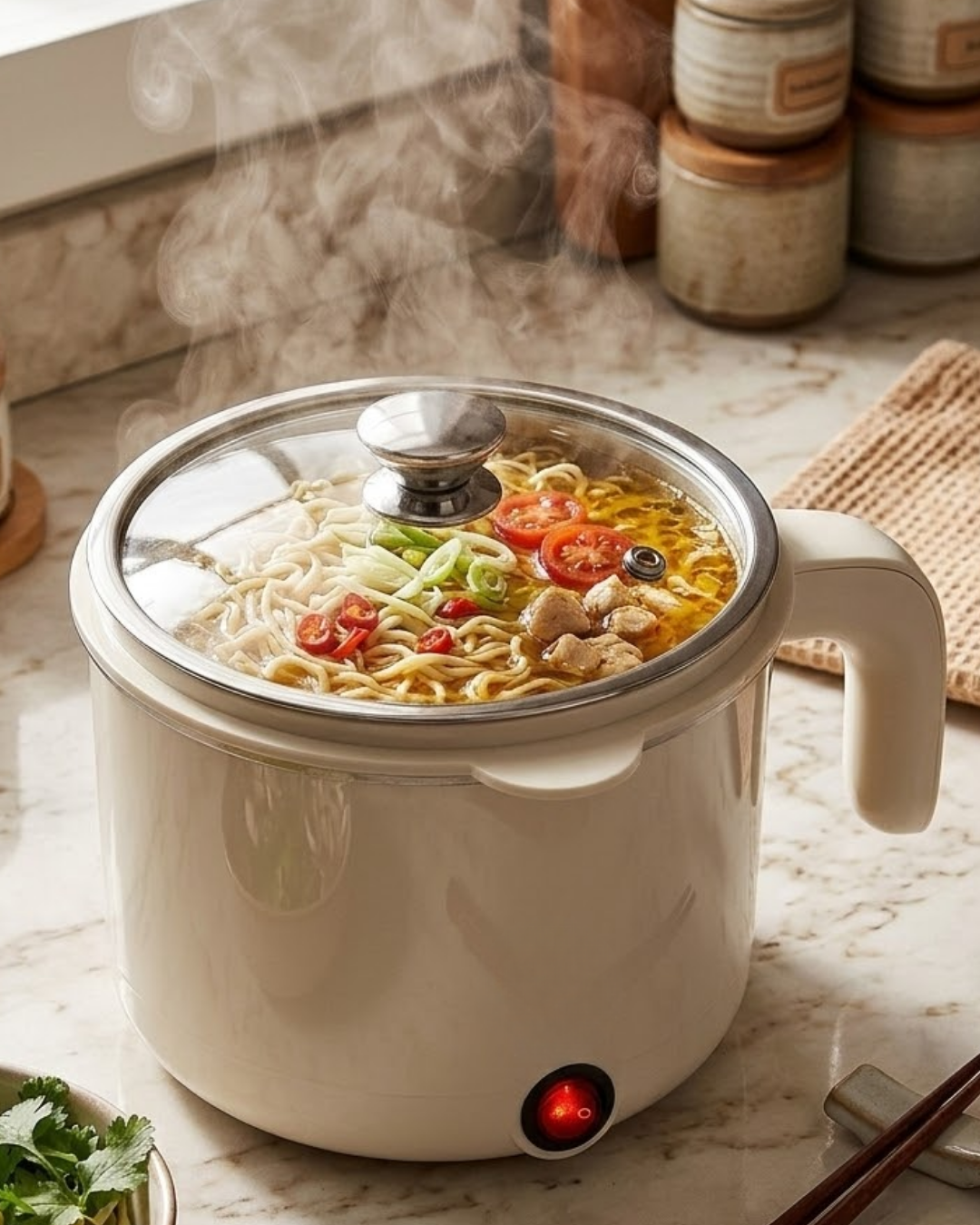 Mini Elektrikli Pişirici 1 Litre Buharda Pişirme Tepsili Çok Amaçlı Mutfak Tenceresi - Lisinya